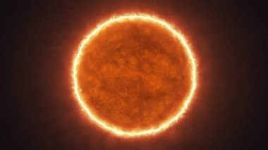Güneşin 3D animasyonu, bir yıldızda güneş patlamaları, arka planda plazma hareketi, yakın görüş. Güneş atmosferi