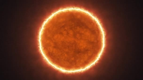 Animation 3D du soleil, éclats solaires sur une étoile, mouvement plasma à l'arrière-plan de l'espace noir, vue rapprochée. L'atmosphère solaire — Video