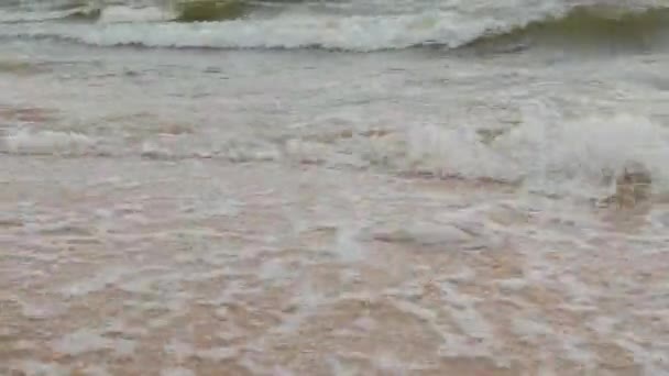 Silné vlny s pěnou na břehu Azovského moře, Ukrajina — Stock video