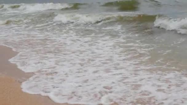 Ondes fortes avec mousse sur le rivage de la mer d'Azov, Ukraine — Video