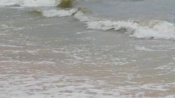 Starka vågor med skum på stranden av Azovska sjön, Ukraina — Stockvideo
