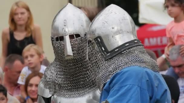 Trostyanets Ukraine August 2021 Reproduction Medieval Battle People Dressed Knightly — Vídeos de Stock