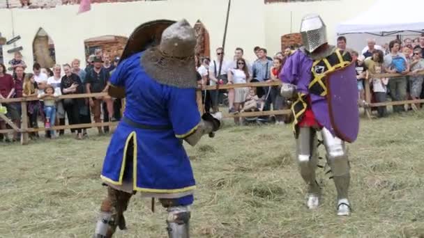 Trostyanets Ukraine August 2021 Historical Reconstruction Medieval Battle Knights Iron — Stockvideo