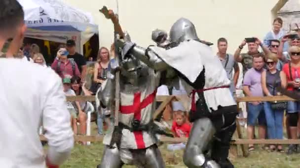 Trostyanets Ukraine August 2021 Historical Reconstruction Medieval Battle Knights Iron — Stockvideo