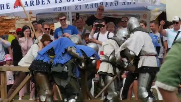 Trostyanets Ukraine August 2021 Historical Reconstruction Medieval Battle Knights Iron — Stock video