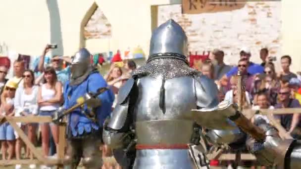 Trostyanets Ukraina Agustus 2021 Rekonstruksi Historis Pertempuran Abad Pertengahan Para — Stok Video