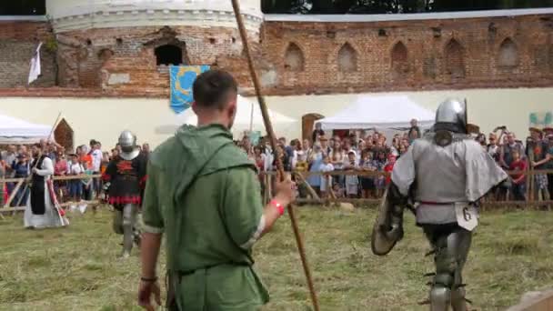 Trostyanets Oekraïne Augustus 2021 Historische Reconstructie Van Middeleeuwse Strijd Van — Stockvideo