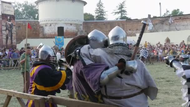 Trostyanets Ukraina Agustus 2021 Rekonstruksi Historis Pertempuran Abad Pertengahan Para — Stok Video