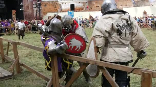 Trostyanets Ukraine August 2021 Historical Reconstruction Medieval Battle Knights Iron — стоковое видео