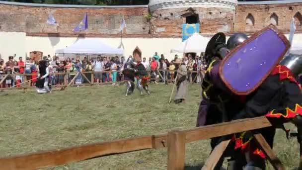 Trostyanets Ukraine August 2021 Historical Reconstruction Medieval Battle Knights Iron — Video Stock
