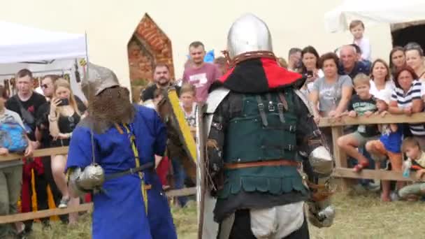 Trostyanets Ukraine August 2021 Historical Reconstruction Medieval Battle Knights Iron — Wideo stockowe