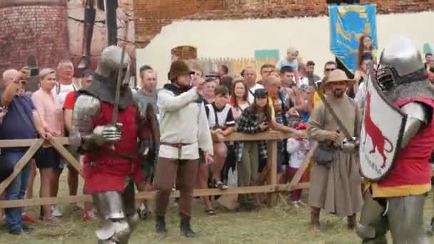 Trostyanets Ukraine August 2021 Historical Reconstruction Medieval Battle Knights Iron — Vídeo de stock