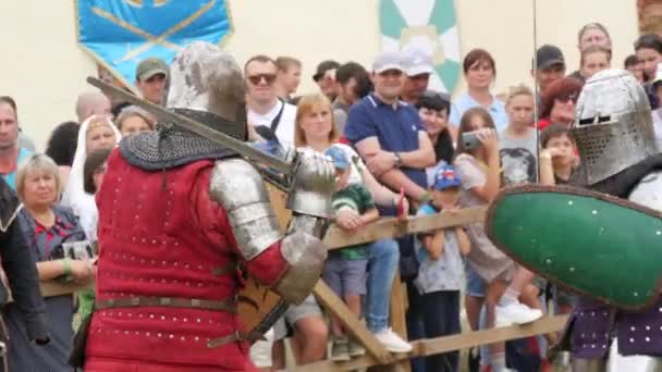 Trostyanets Ukraine August 2021 Historical Reconstruction Medieval Battle Knights Iron — Vídeo de stock