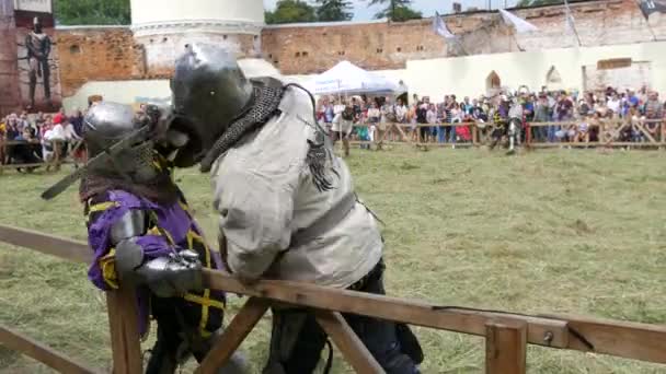 Trostyanets Ukraine August 2021 Historical Reconstruction Medieval Battle Knights Iron — Wideo stockowe
