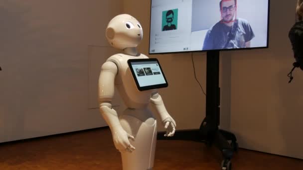 Карлсруэ Германия Августа 2022 Года Выставка Современной Робототехники Современные Роботизированные — стоковое видео