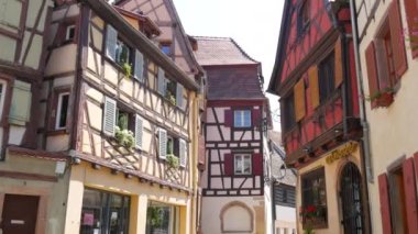 Colmar, France - August 7, 2022: Extraordinary beautiful old half-timbered building in the old town.