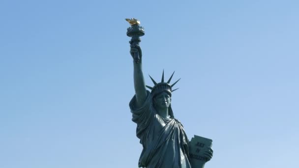 Кольмар Франция Августа 2022 Года Копия Знаменитой Статуи Свободы Кольцевой — стоковое видео