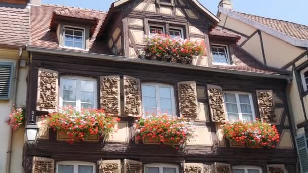 Colmar France Серпня 2022 Незвичайний Красивий Старий Напівдерев Яний Будинок — стокове відео