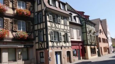 Colmar, France - August 7, 2022: Extraordinary beautiful old half-timbered building in the old town.