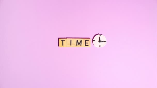 Plasticine Stop Motion Animation Wooden Letters Lay Out Word Time — Video Stock