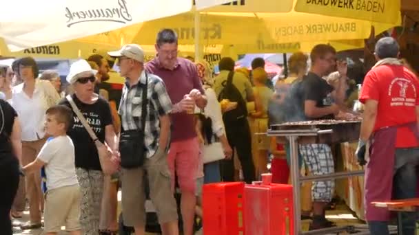 June 2022 Offenburg Germany Large Number People Gathered Street Food — Wideo stockowe