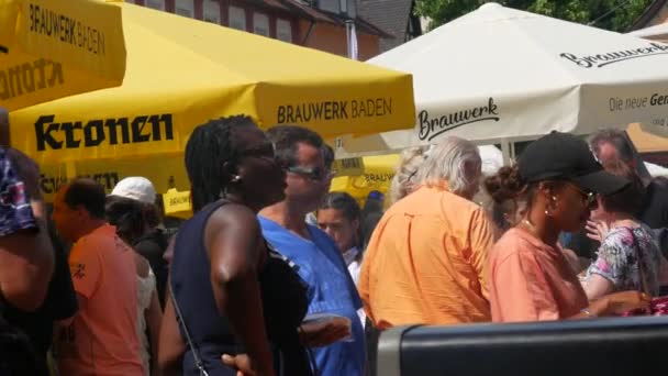 June 2022 Offenburg Germany Large Number People Gathered Street Food — Stok video