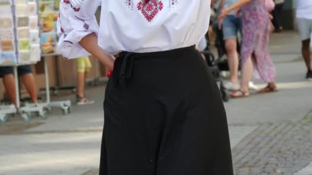 Beautiful Female Figure Embroidered Shirt Ukrainian National Costume Embroidered Shirt — Wideo stockowe