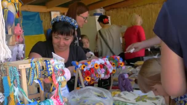 June 2022 Offenburg Germany Ukrainian Tent Fair Support Ukraine National — Stock video