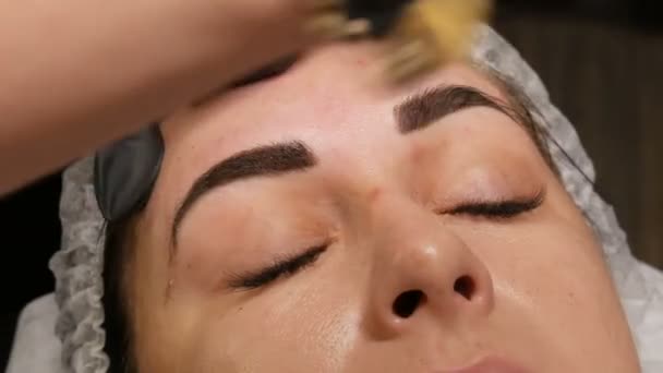 Eyebrow Waxing Special Procedure Permanent Dyeing Eyebrows Microblading — Stock Video