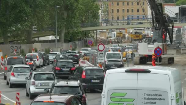 Stuttgart Germany May 2022 Huge Traffic Jams Due Repairs Fencing — Video Stock