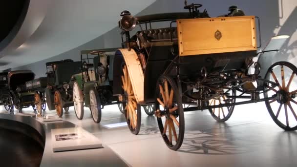 Stuttgart Germany May 2022 Mercedes Museum Very First Gasoline Powered — 图库视频影像