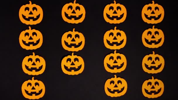 Stop Motion Animation Halloween Funny Cute Felt Pumpkins Appear Disappear — Stock Video