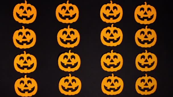 Stop Motion Animation Halloween Funny Cute Felt Pumpkins Appear Disappear — Stock Video