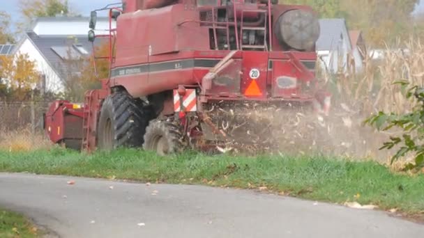Kehl Germany October 2021 Combine Harvester Harvests Dry Ripe Corn — Vídeo de Stock