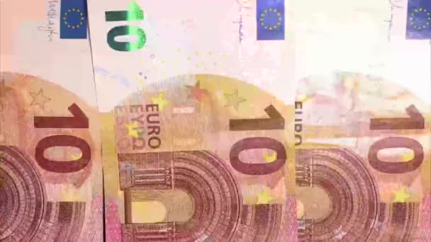 Stop Motion Animatie Macro View Van Eurocontanten Achtergrond Bill Sign — Stockvideo