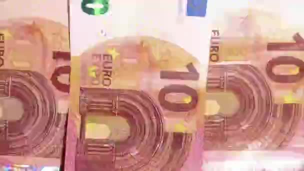 Animation Stop Motion Dix Euro Cash Macro View Contexte Bill — Video