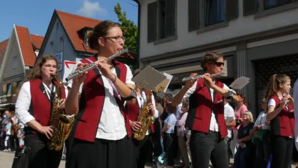 Buhl Alemania Septiembre 2022 Desfile Festivo Honor Cosecha Ciruelas Calle — Vídeos de Stock