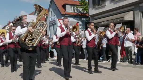 Buhl Niemcy Września 2022 Uroczysta Parada Czci Żniw Śliwki Ulicy — Wideo stockowe