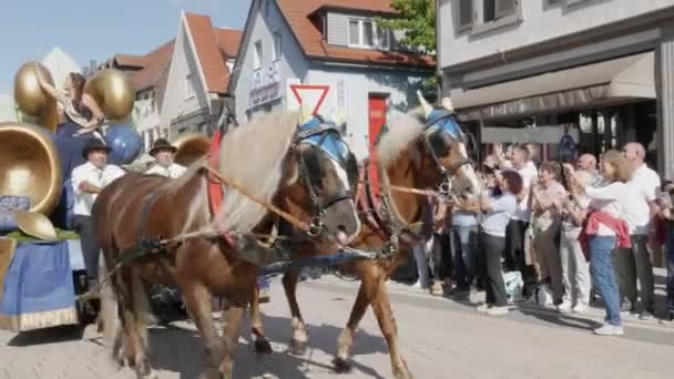 Buhl Tyskland September 2022 Festlig Plommonskörd Stadens Gata Stor Vacker — Stockvideo