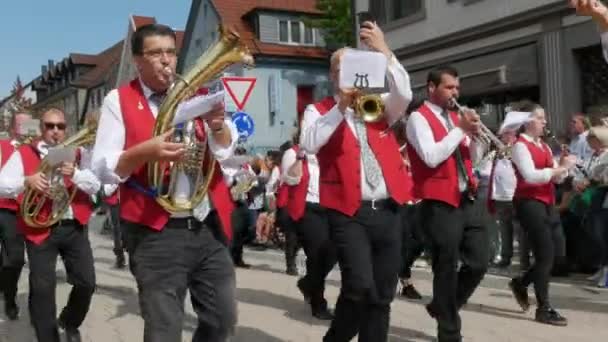 Buhl Niemcy Września 2022 Uroczysta Parada Czci Żniw Śliwki Ulicy — Wideo stockowe