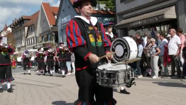 Buhl Alemania Septiembre 2022 Desfile Festivo Honor Cosecha Ciruelas Calle — Vídeo de stock