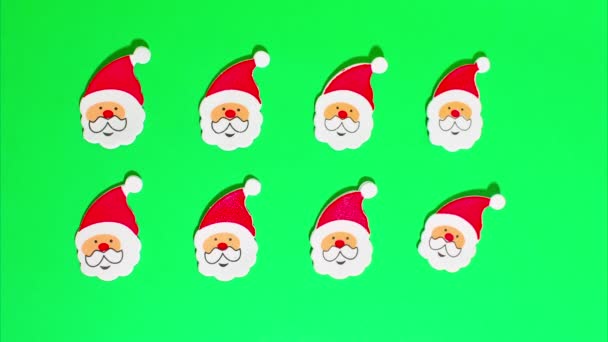 Animazione Stop Motion Natalizia Molti Divertenti Babbo Natale Con Cappello — Video Stock