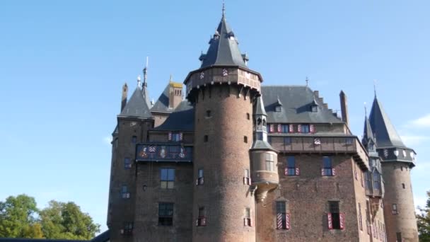 Herbstschloss Haar Utrecht Alte Architektur Touristische Attraktion Holländischen Historischen Haus — Stockvideo