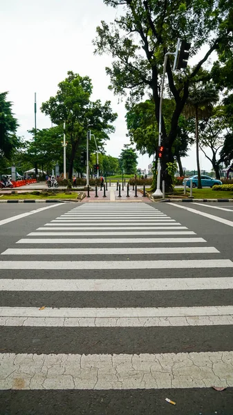 Jakarta Indonesia 4Th January 2022 Zebracross Main Road Central Jakarta — Stock Photo, Image