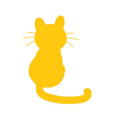 Kızıl kedinin silueti arkana yaslanır. Vektör illüstrasyonu beyaz arkaplanda izole edildi.