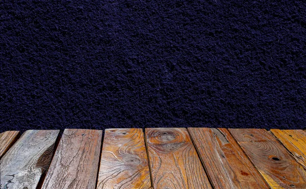 Altes Teakholz Leerer Tisch Vor Sehr Peri Farbe Betonwand Textur — Stockfoto