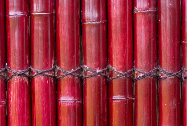 Красный Бамбуковый Забор Текстура Черной Веревкой — стоковое фото