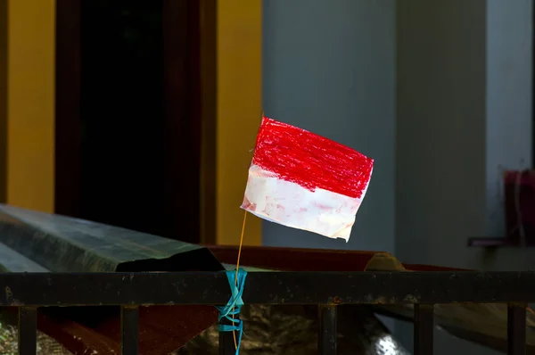 Indonézia Krétavázlata Zászló Régi Papíron — Stock Fotó
