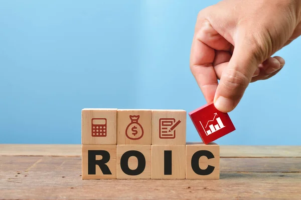 Holzblöcke Mit Text Roic Steht Für Return Invested Capital — Stockfoto