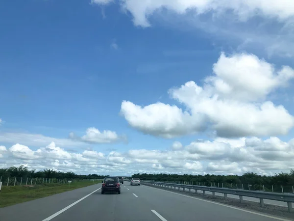 Highway Road Sky Clouds Panoramic View — Stock Photo, Image